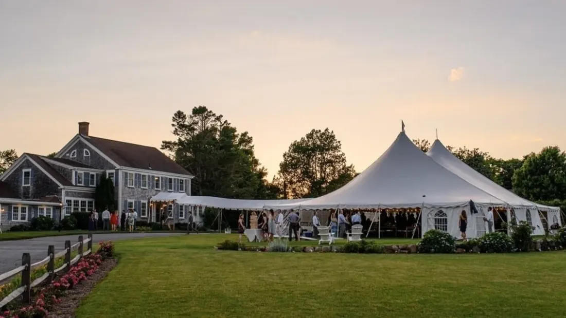 The Inn and its tent at dusk