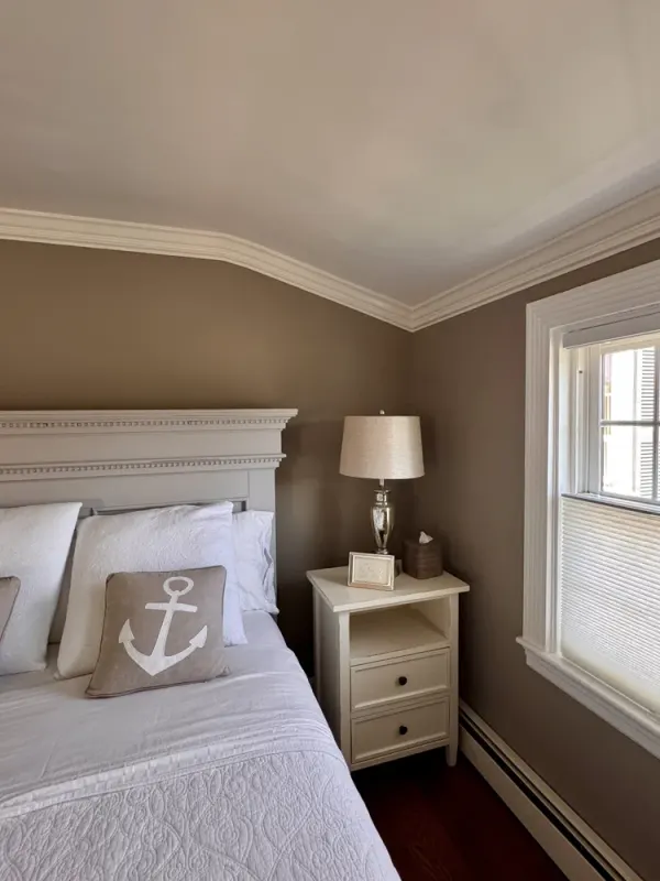 Bridal suite bedroom with a vanity desk